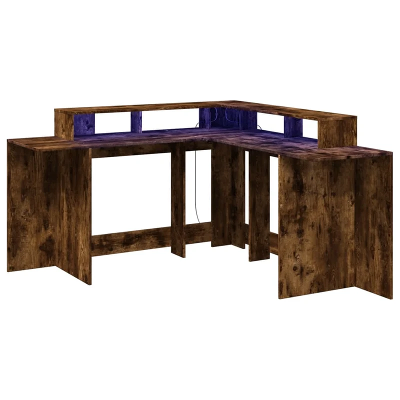 Praktischer LED-beleuchteter Eck-Schreibtisch, 152 cm