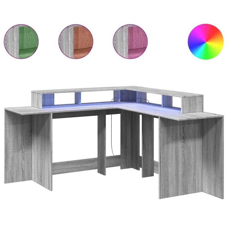 Praktischer LED-beleuchteter Eck-Schreibtisch, 152 cm