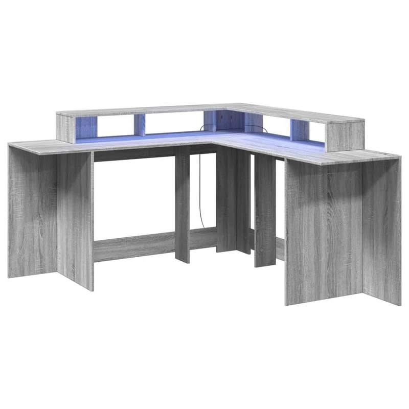 Praktischer LED-beleuchteter Eck-Schreibtisch, 152 cm