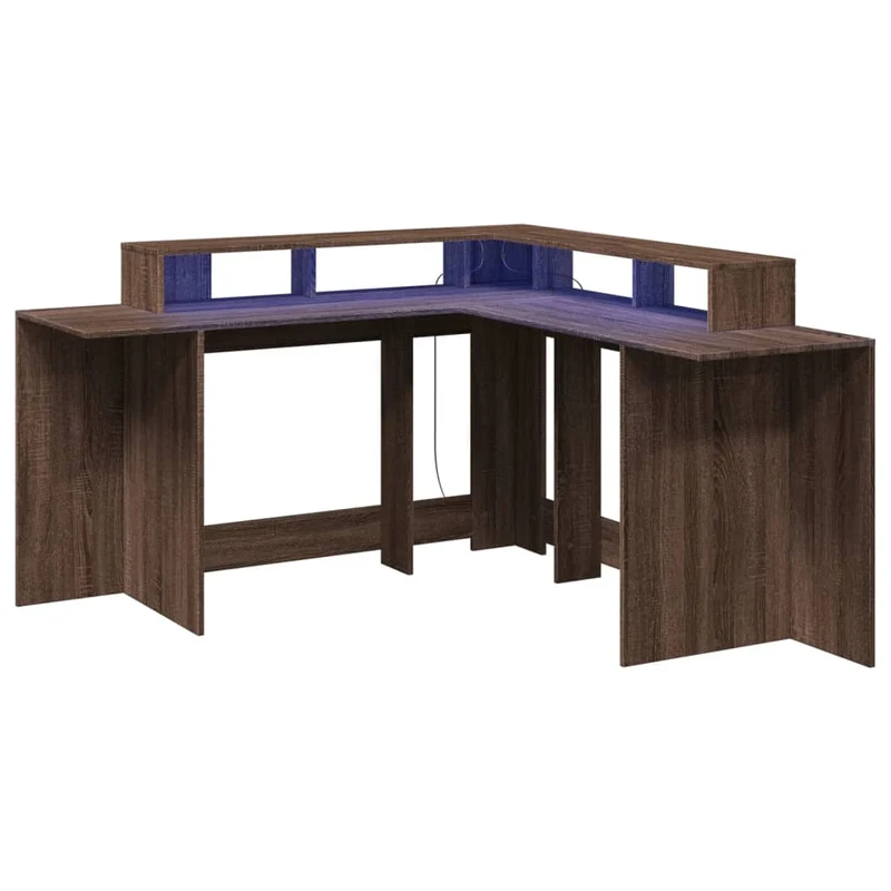 Praktischer LED-beleuchteter Eck-Schreibtisch, 152 cm