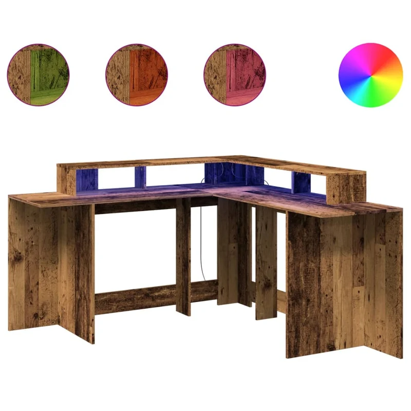 Praktischer LED-beleuchteter Eck-Schreibtisch, 152 cm