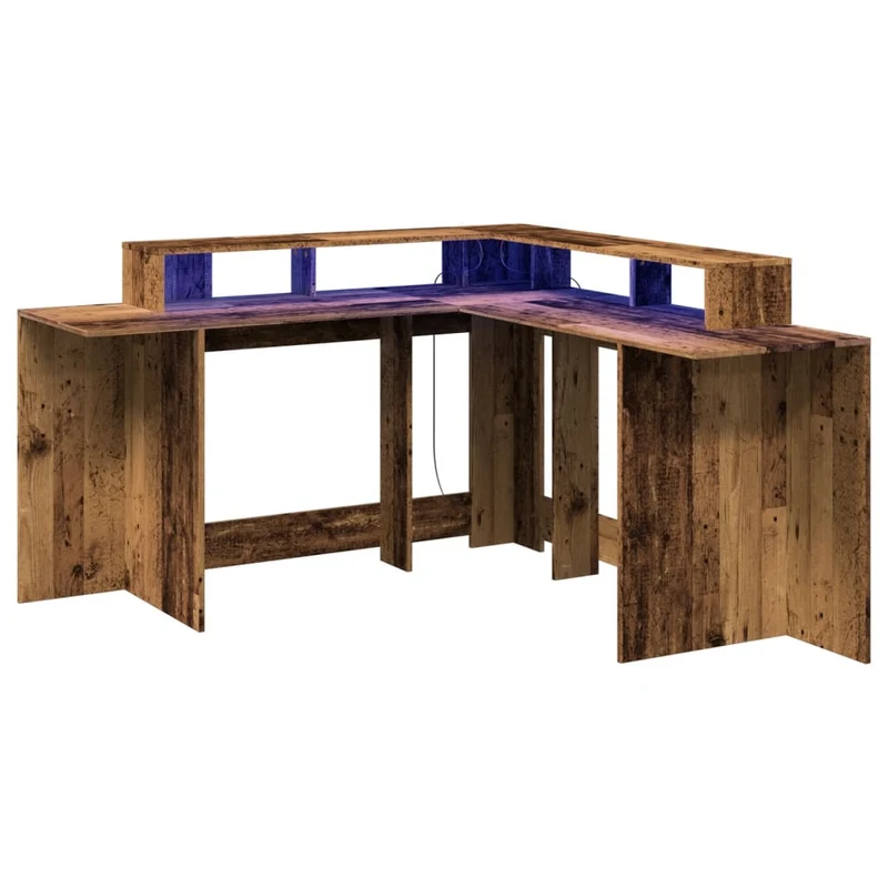 Praktischer LED-beleuchteter Eck-Schreibtisch, 152 cm