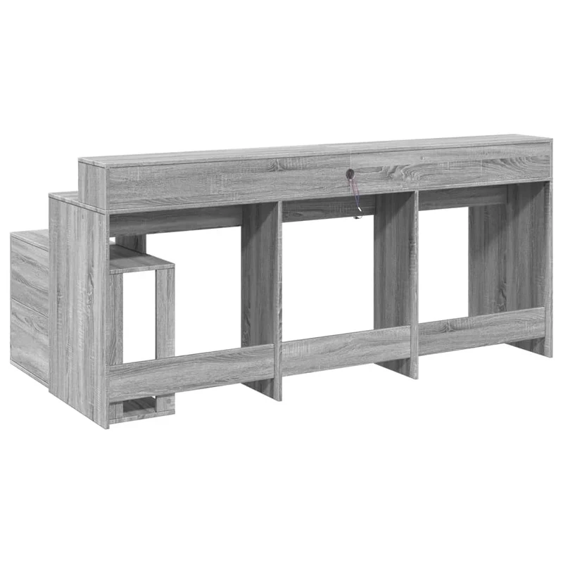 Breiter LED-beleuchteter Schreibtisch mit Monitorerhöhung
