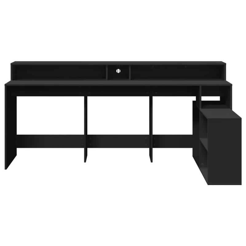 Breiter LED-beleuchteter Schreibtisch mit Monitorerhöhung