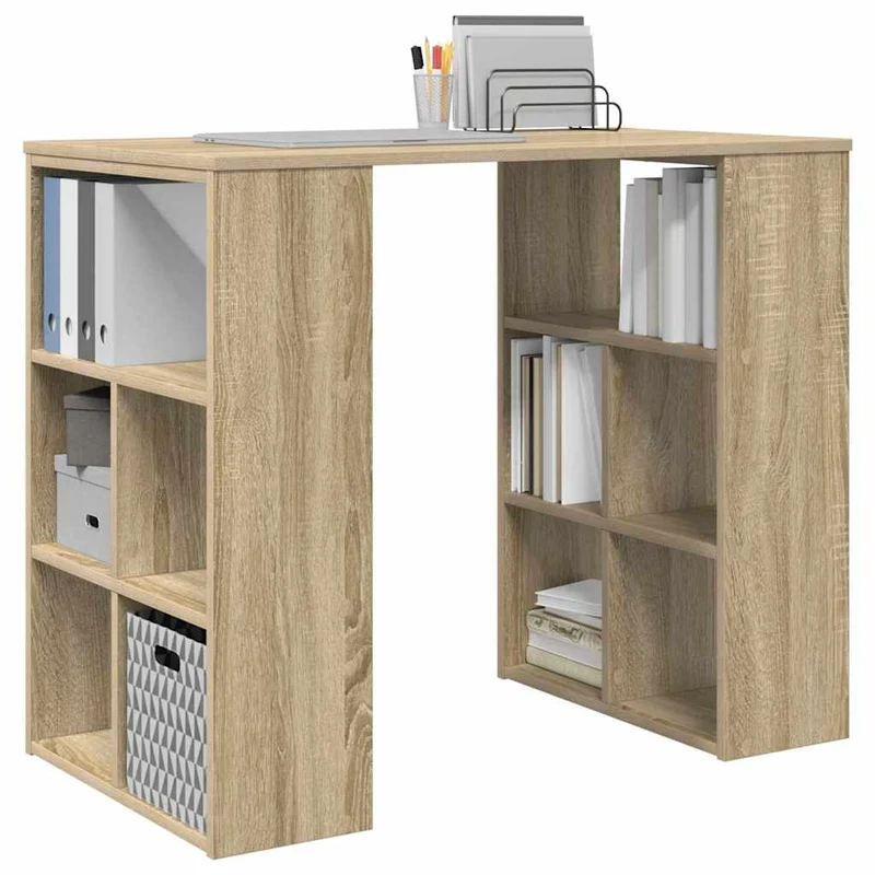 Praktischer Schreibtisch mit viel Platz, dank Regalfächern