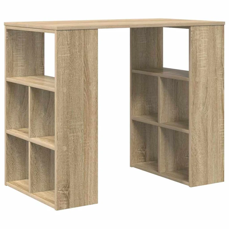 Praktischer Schreibtisch mit viel Platz, dank Regalfächern