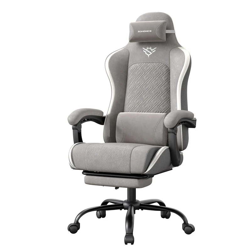 Ergonomischer Gaming Stuhl mit Fußstütze und Federkissen