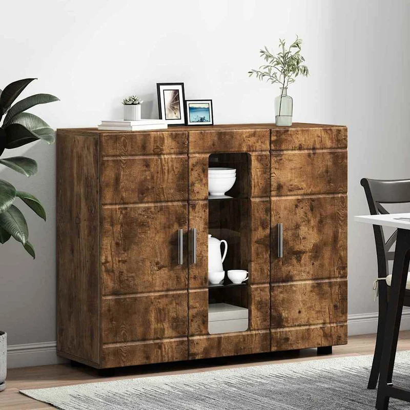 Moderne Anrichte mit 2 geschlossenen und einer Glastür