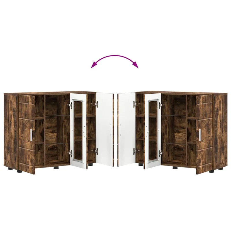 Moderne Anrichte mit 2 geschlossenen und einer Glastür