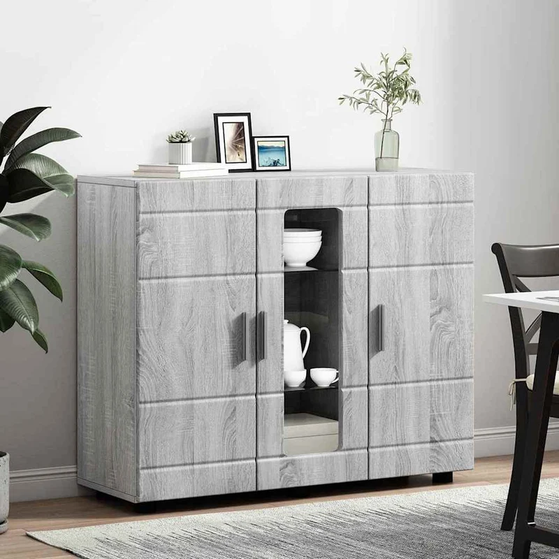 Moderne Anrichte mit 2 geschlossenen und einer Glastür