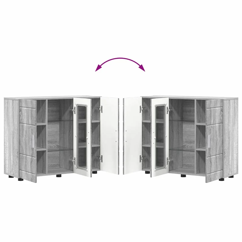 Moderne Anrichte mit 2 geschlossenen und einer Glastür