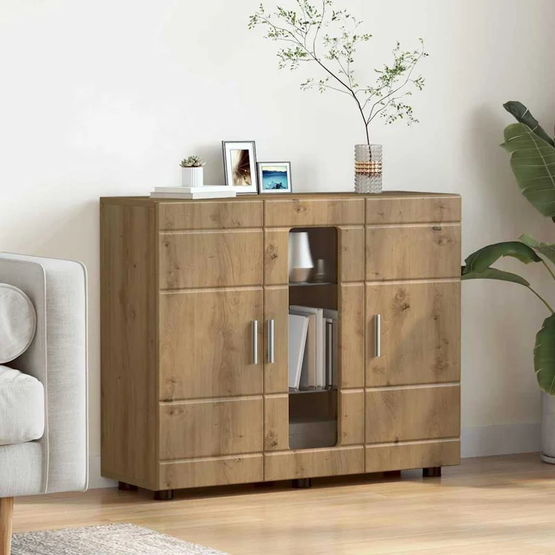 Moderne Anrichte mit 2 geschlossenen und einer Glastür