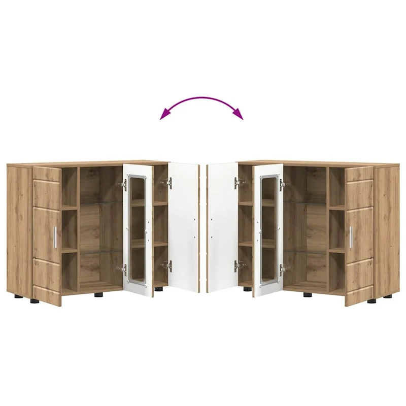 Moderne Anrichte mit 2 geschlossenen und einer Glastür