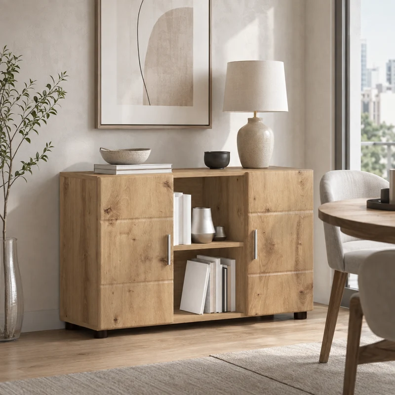 Modernes Sideboard mit offenen Fächern und Türen