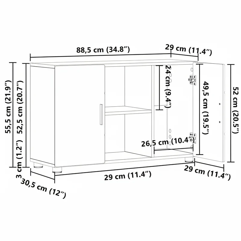 Modernes Sideboard mit offenen Fächern und Türen