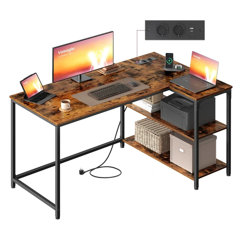 Eckschreibtisch in L Form mit Stauraum für Homeoffice