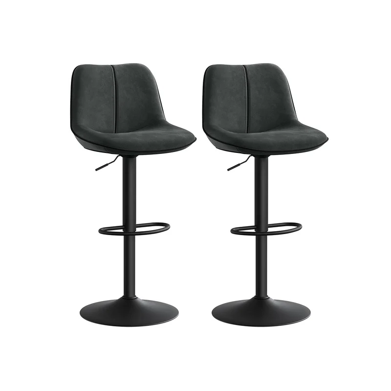 Barhocker Set höhenverstellbar mit drehbarer Sitzfläche und Samtbezug