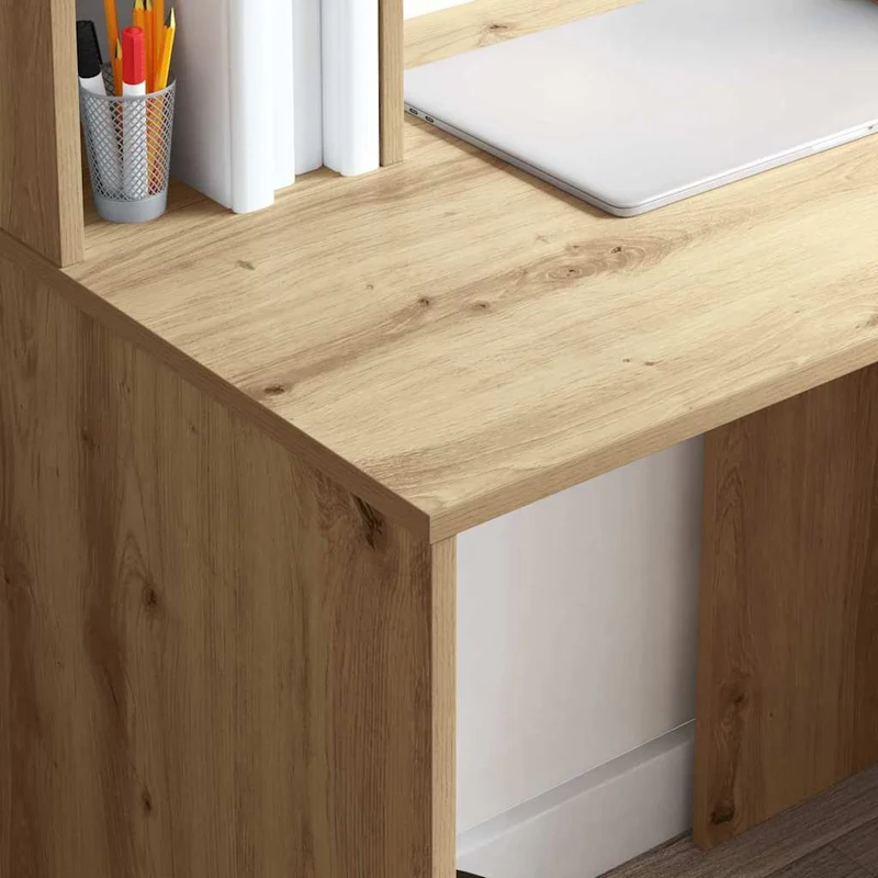 Toller Schreibtisch für kleine Räume, mit hohem Regal