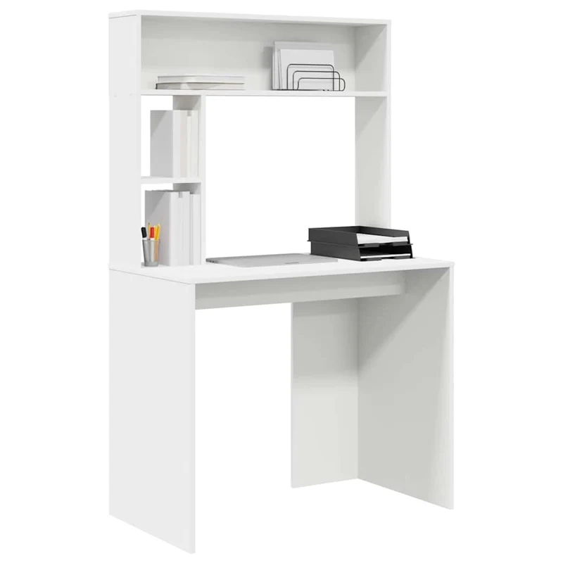 Toller Schreibtisch für kleine Räume, mit hohem Regal