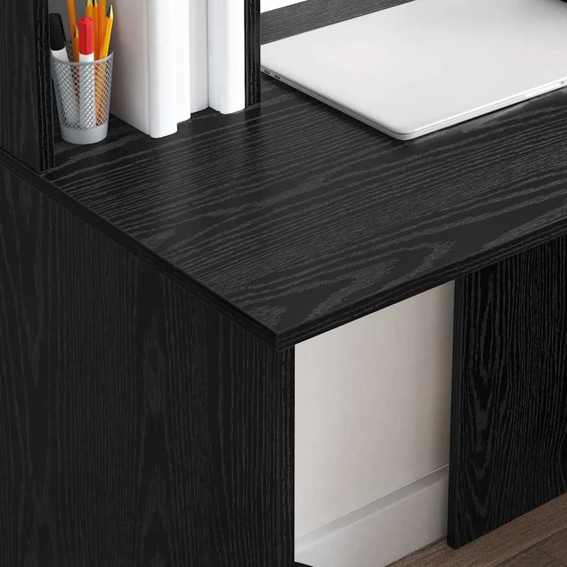 Toller Schreibtisch für kleine Räume, mit hohem Regal