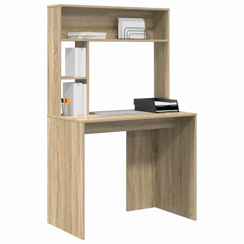 Toller Schreibtisch für kleine Räume, mit hohem Regal