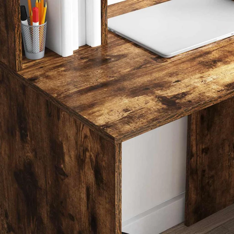 Toller Schreibtisch für kleine Räume, mit hohem Regal