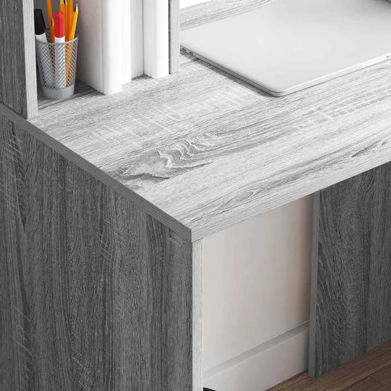 Toller Schreibtisch für kleine Räume, mit hohem Regal