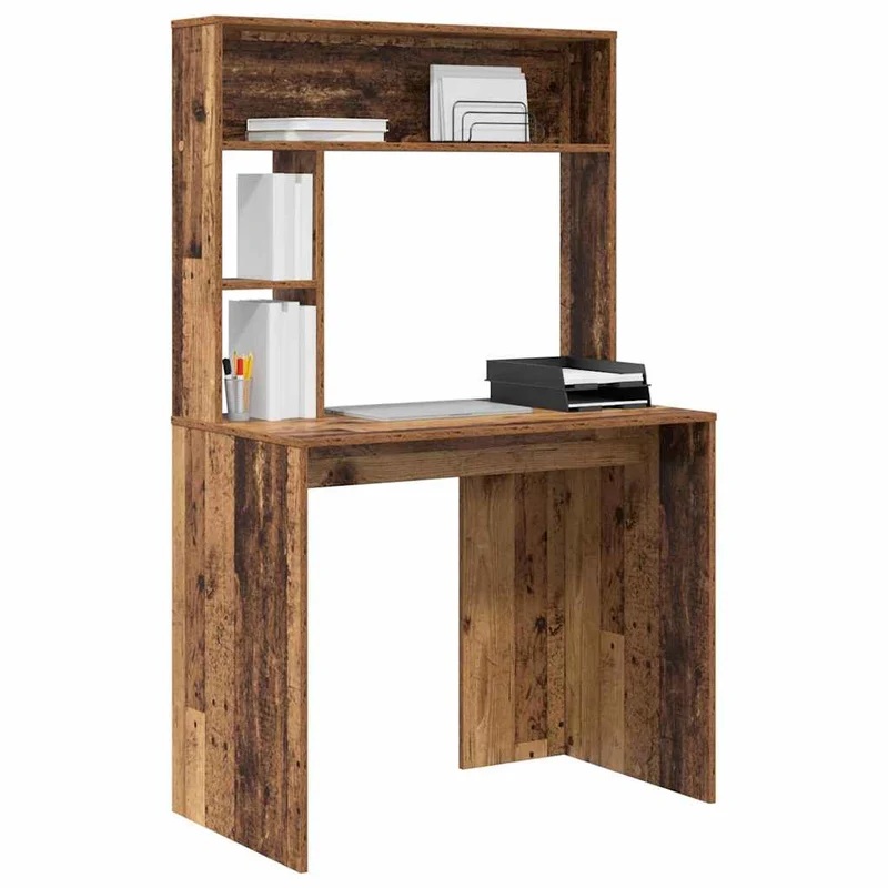 Toller Schreibtisch für kleine Räume, mit hohem Regal