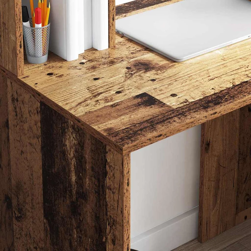 Toller Schreibtisch für kleine Räume, mit hohem Regal