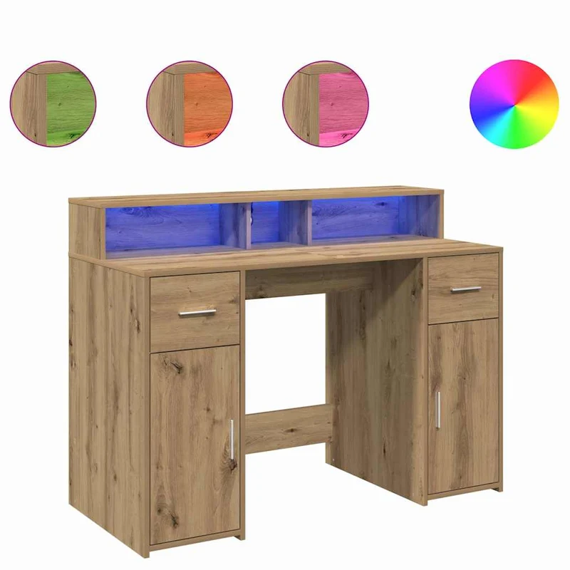 LED-Schreibtisch mit Monitorerhöhung, 120x55 cm