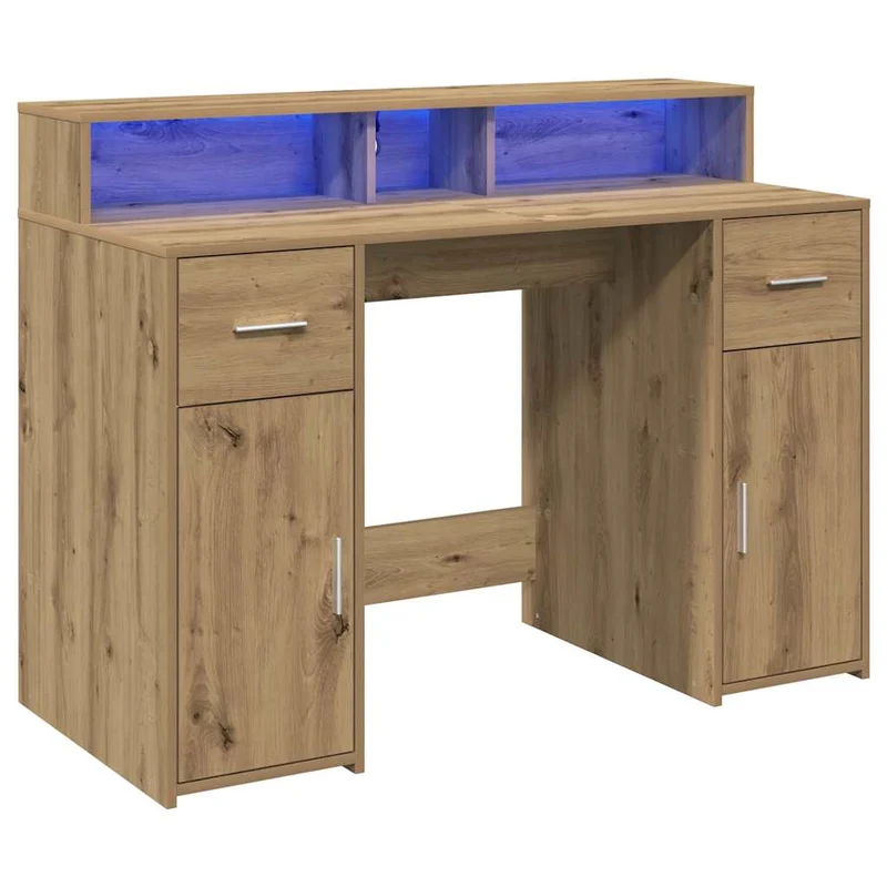 LED-Schreibtisch mit Monitorerhöhung, 120x55 cm