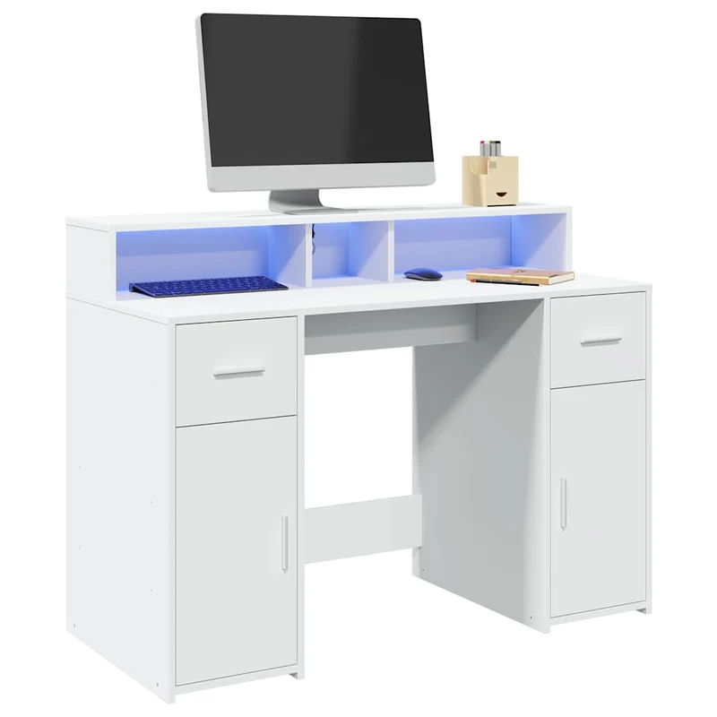 LED-Schreibtisch mit Monitorerhöhung, 120x55 cm