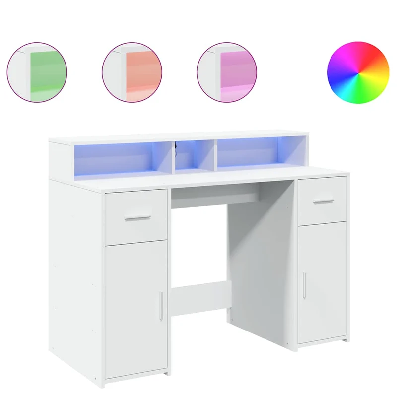 LED-Schreibtisch mit Monitorerhöhung, 120x55 cm