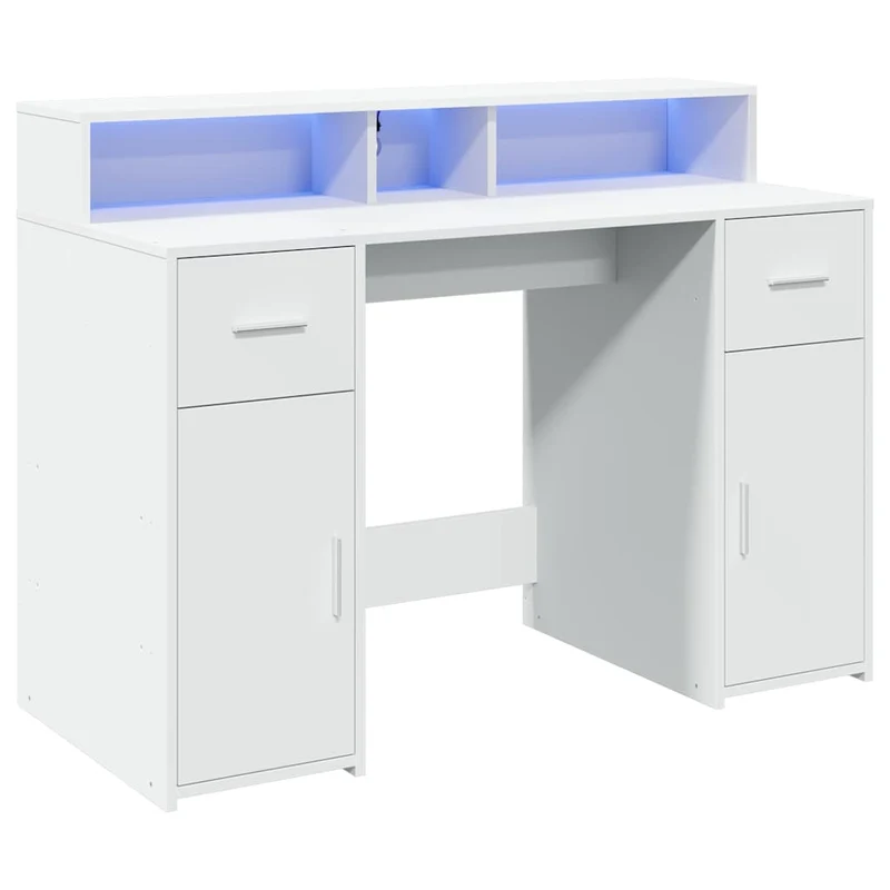 LED-Schreibtisch mit Monitorerhöhung, 120x55 cm