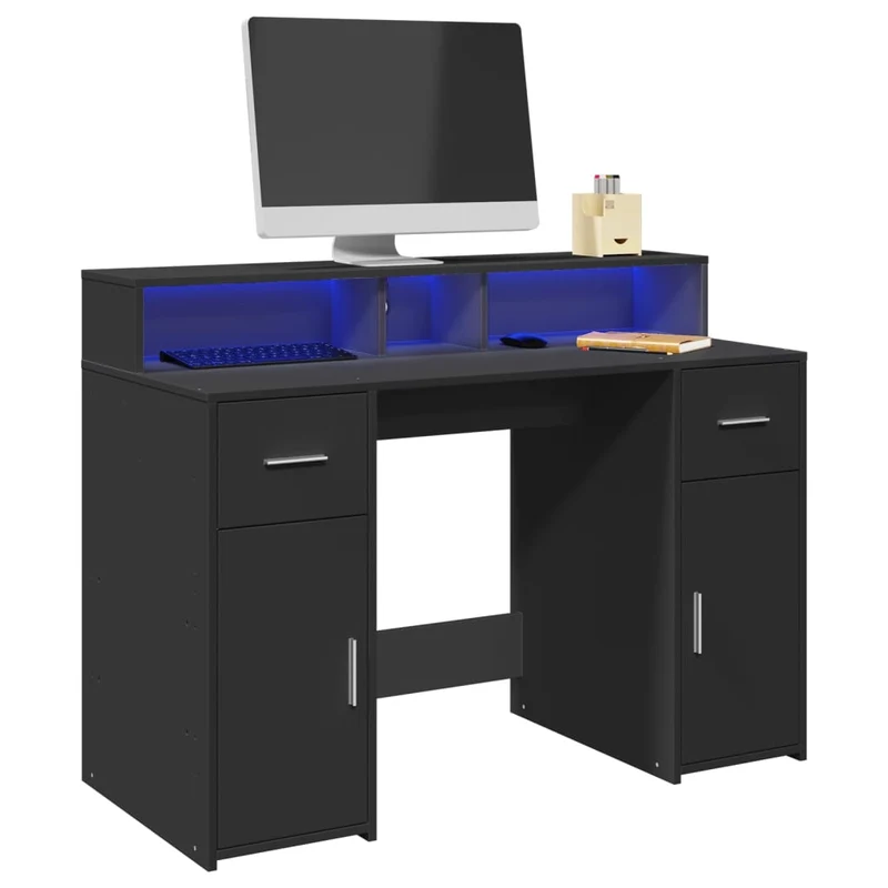 LED-Schreibtisch mit Monitorerhöhung, 120x55 cm