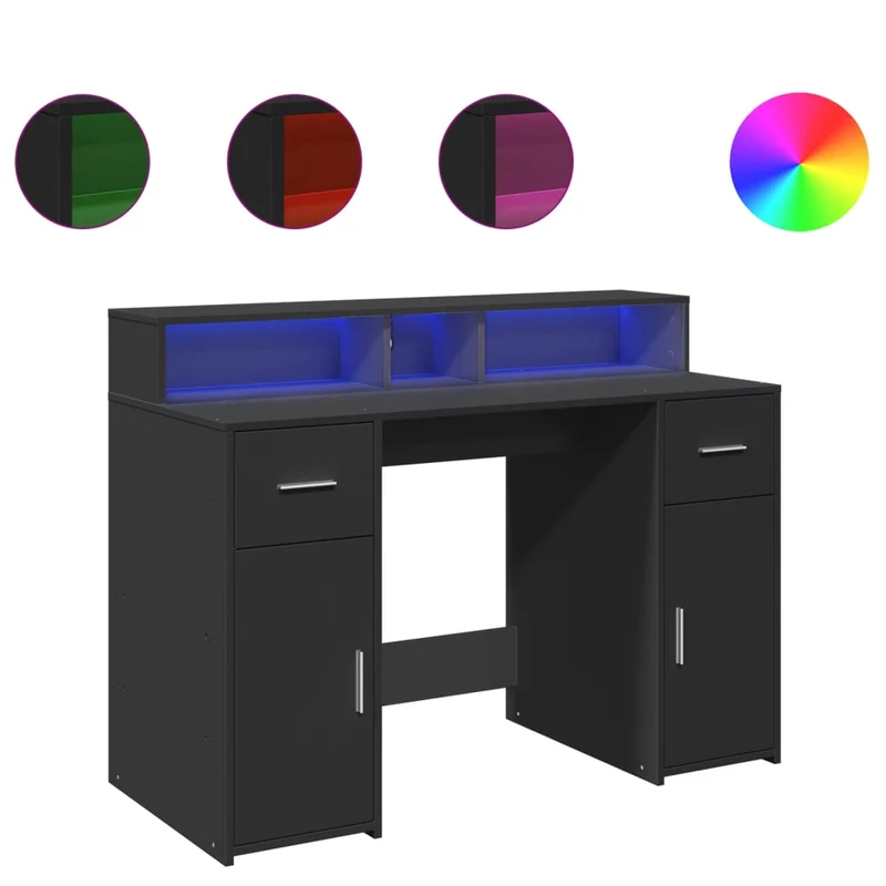 LED-Schreibtisch mit Monitorerhöhung, 120x55 cm