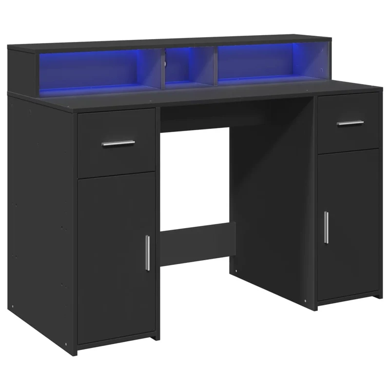 LED-Schreibtisch mit Monitorerhöhung, 120x55 cm
