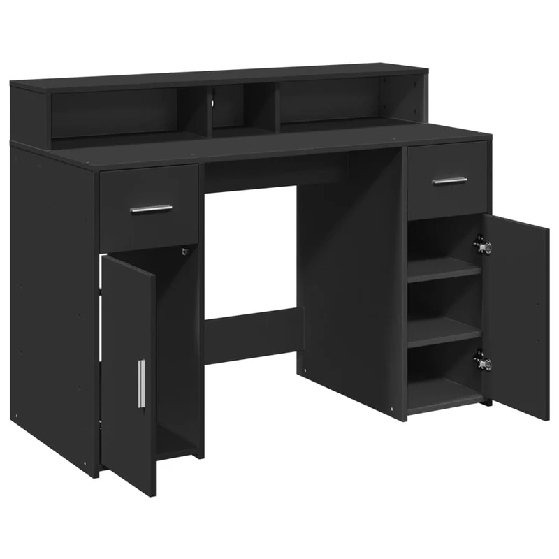 LED-Schreibtisch mit Monitorerhöhung, 120x55 cm