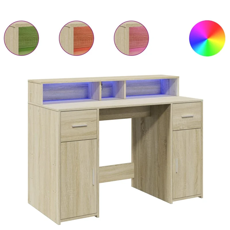 LED-Schreibtisch mit Monitorerhöhung, 120x55 cm