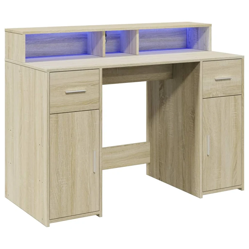 LED-Schreibtisch mit Monitorerhöhung, 120x55 cm