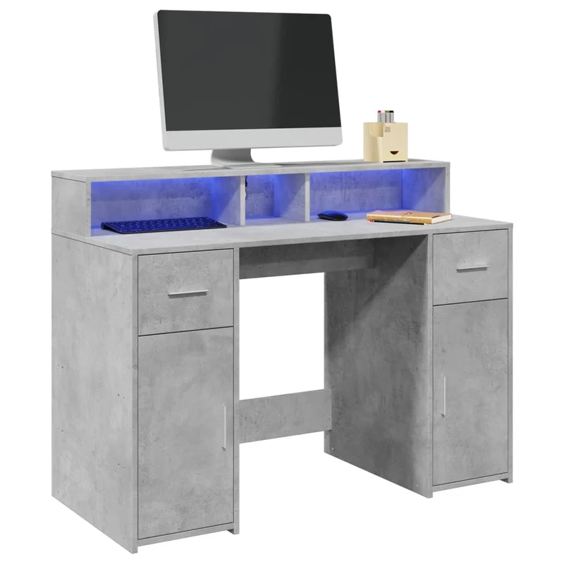 LED-Schreibtisch mit Monitorerhöhung, 120x55 cm