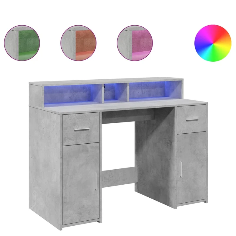 LED-Schreibtisch mit Monitorerhöhung, 120x55 cm