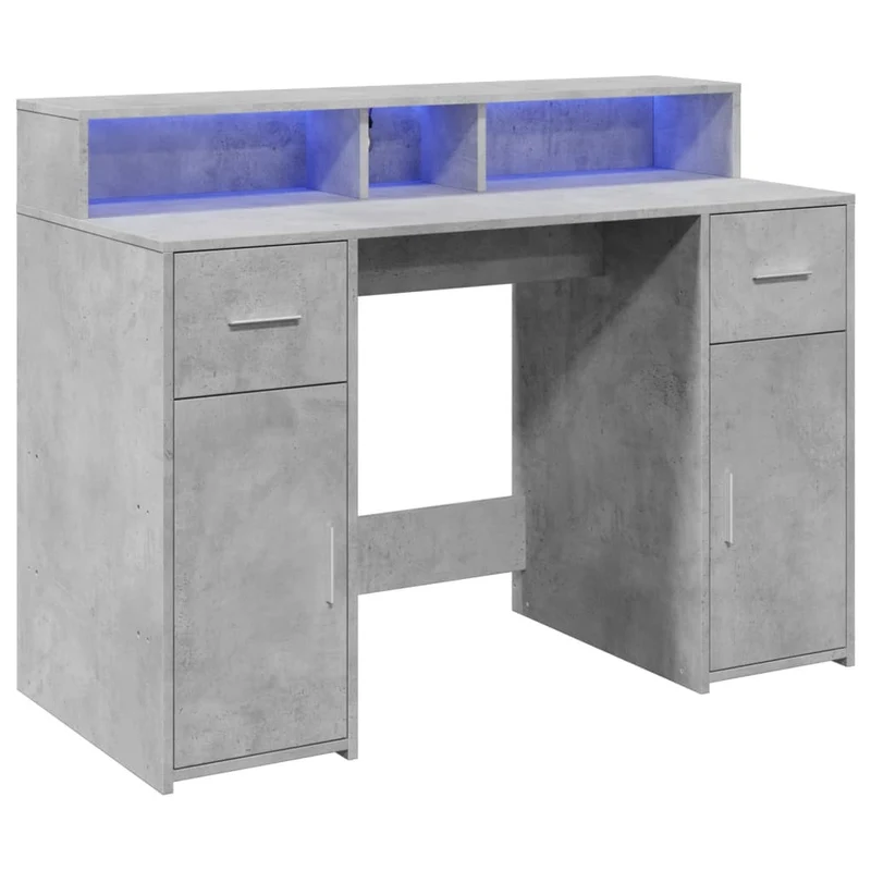 LED-Schreibtisch mit Monitorerhöhung, 120x55 cm