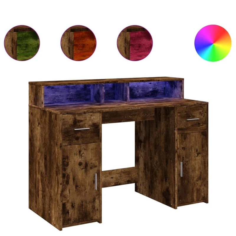 LED-Schreibtisch mit Monitorerhöhung, 120x55 cm