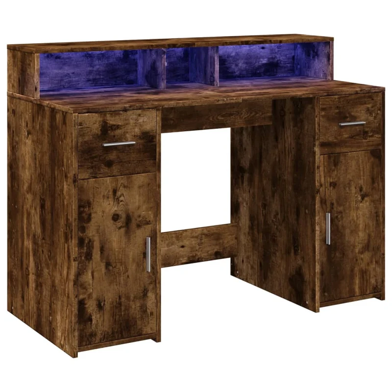 LED-Schreibtisch mit Monitorerhöhung, 120x55 cm