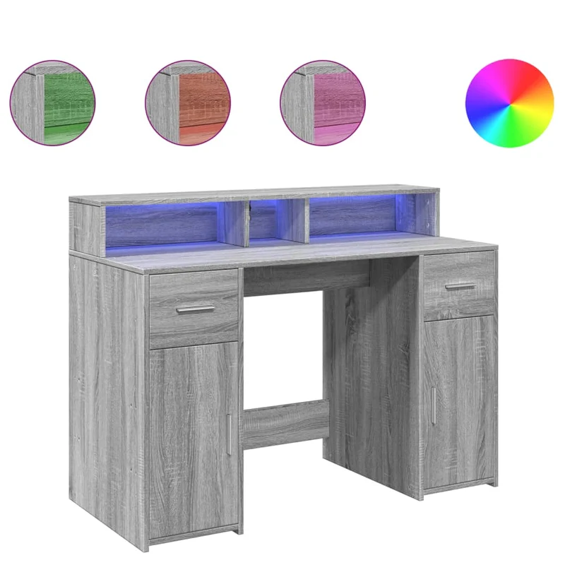 LED-Schreibtisch mit Monitorerhöhung, 120x55 cm