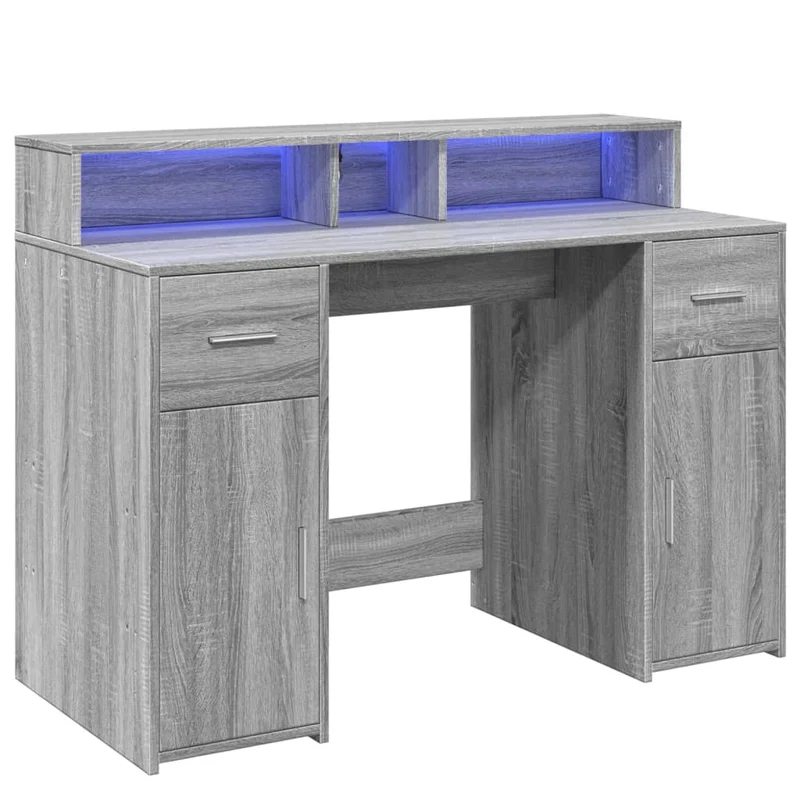 LED-Schreibtisch mit Monitorerhöhung, 120x55 cm