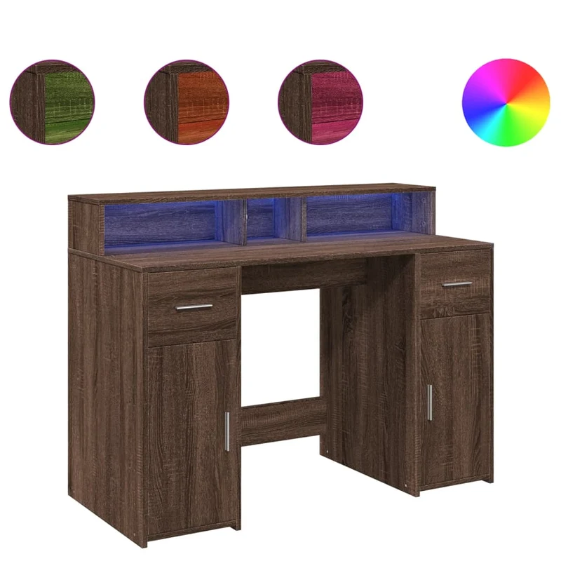LED-Schreibtisch mit Monitorerhöhung, 120x55 cm