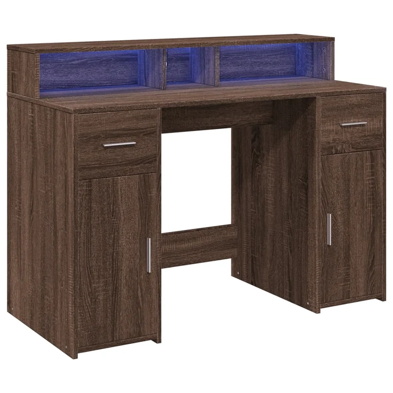 LED-Schreibtisch mit Monitorerhöhung, 120x55 cm