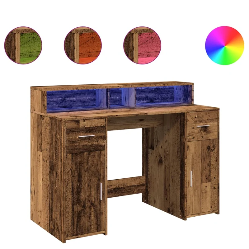 LED-Schreibtisch mit Monitorerhöhung, 120x55 cm